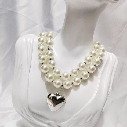 Peach Heart Pearl Necklace