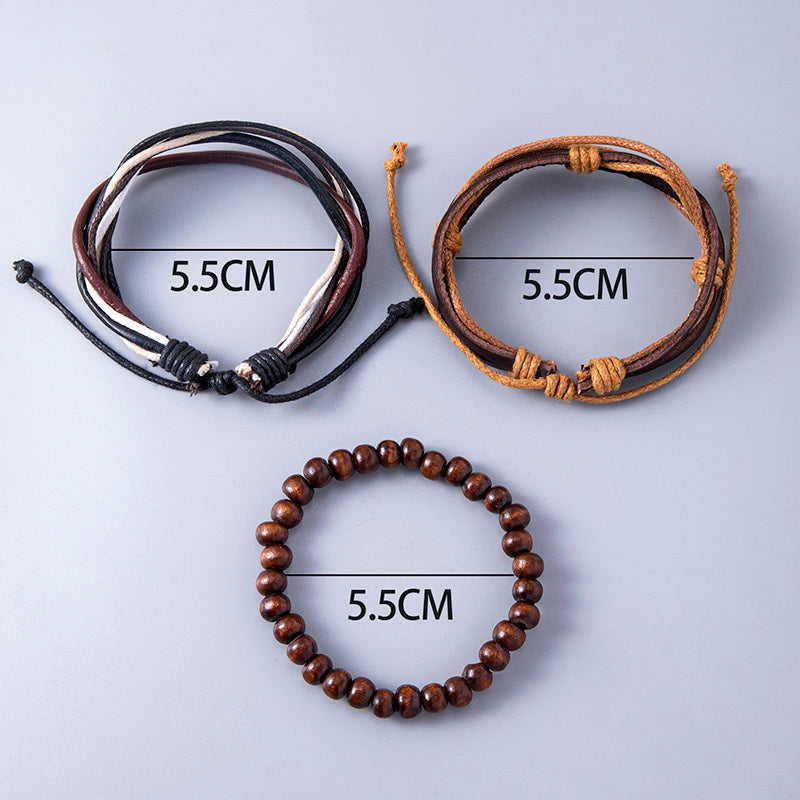 Vintage Multilayer Leather Adjustable Bracelet Set