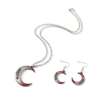 Moon Knight Pendant Necklace & Earrings