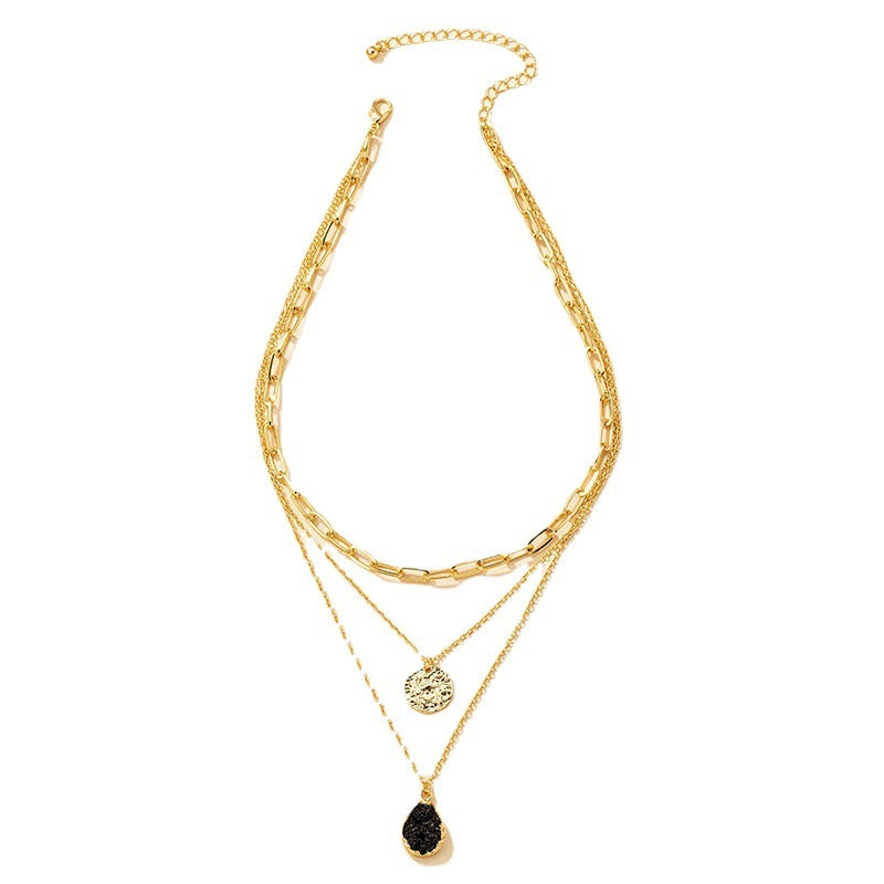 Three-Layer Crystal Bud Pendant Necklace