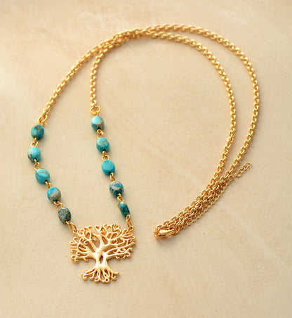 White Turquoise Lucky Tree Necklace