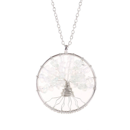 Tree of Life Crystal Gravel Pendant Necklace