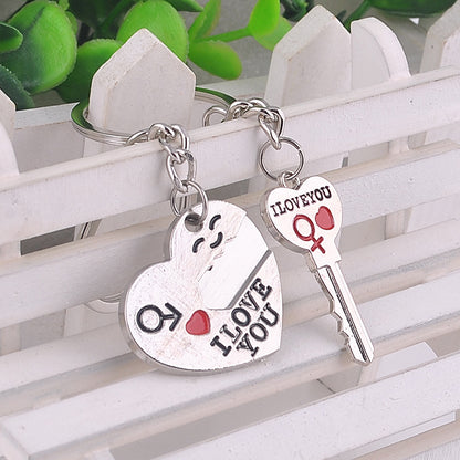 Heart and Key Shaped Love Keychain