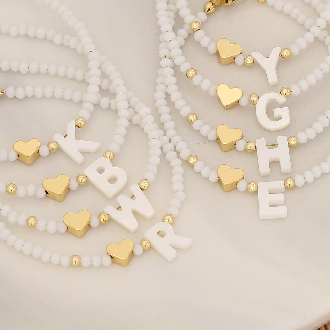 26 Letters White Shell Beaded Bracelet for Women