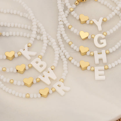 26 Letters White Shell Beaded Bracelet for Women