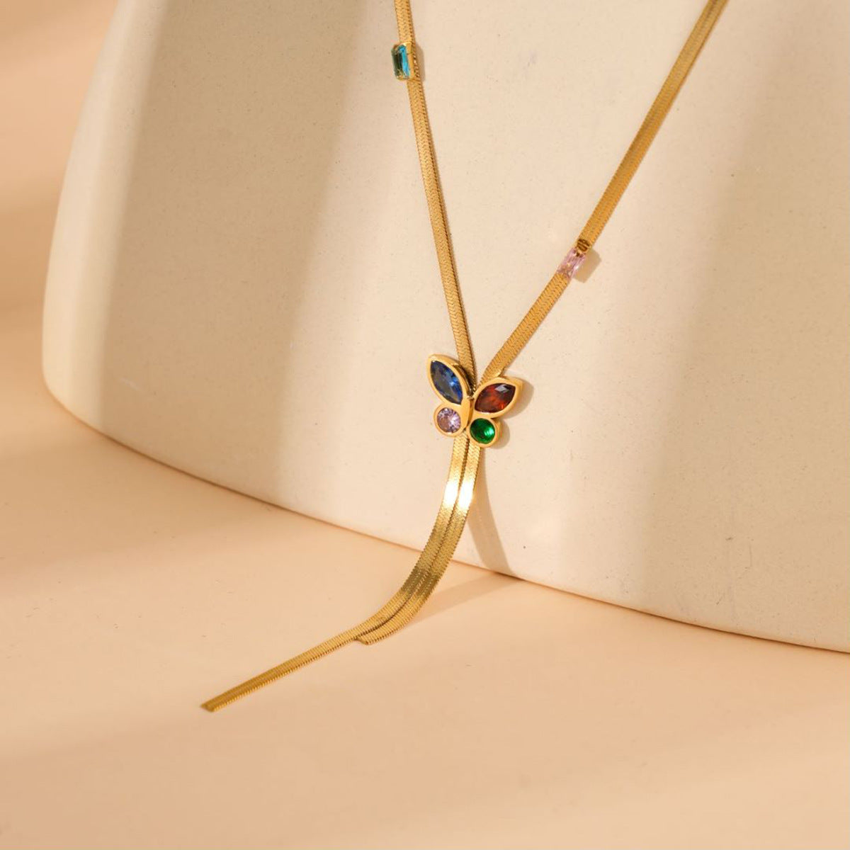 Gold Butterfly Stainless Steel Necklace