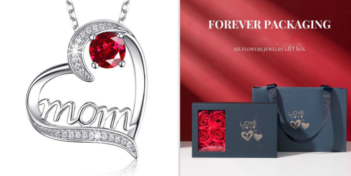 For Mom Heart Necklace with Zircon