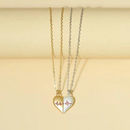 Heartbeat Magnetic Heart Couple Necklace