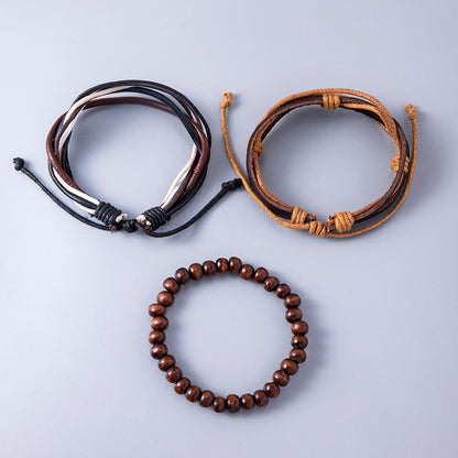 Vintage Multilayer Leather Adjustable Bracelet Set