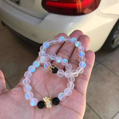 2pcs 8mm Natural Stone Crown Couple Bracelets - Trendy Radar