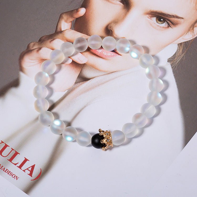 2pcs 8mm Natural Stone Crown Couple Bracelets - Trendy Radar