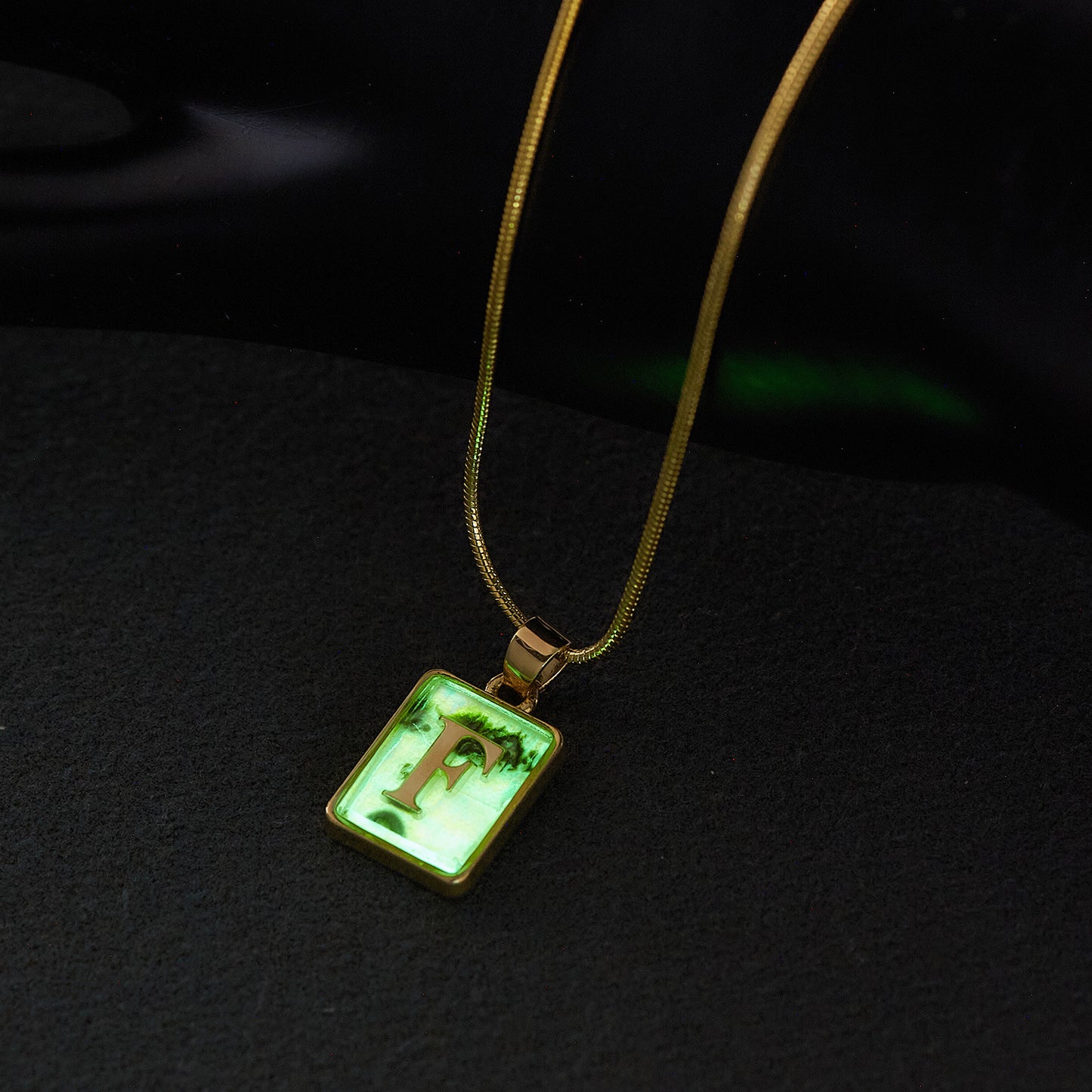 Luminous Pendant 26 Letter Square Necklace