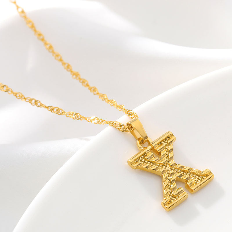 Gold Initial Letter Necklace – 18K Gold Plated A–Z Alphabet