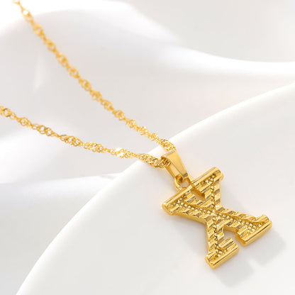 Gold Initial Letter Necklace – 18K Gold Plated A–Z Alphabet