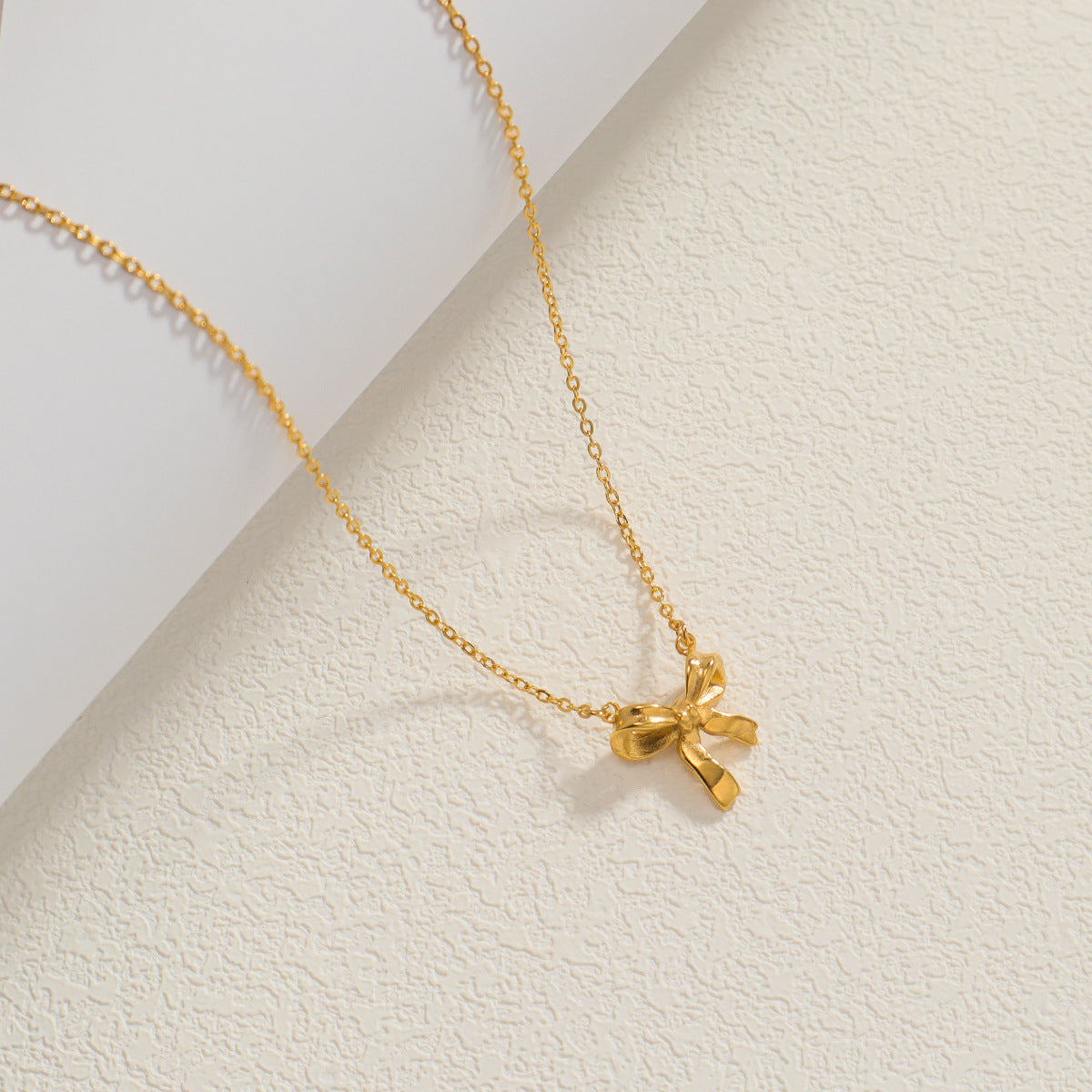 Gold Stainless Steel Zircon Star & Moon Pendant Necklace