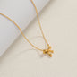 Gold Stainless Steel Zircon Star & Moon Pendant Necklace