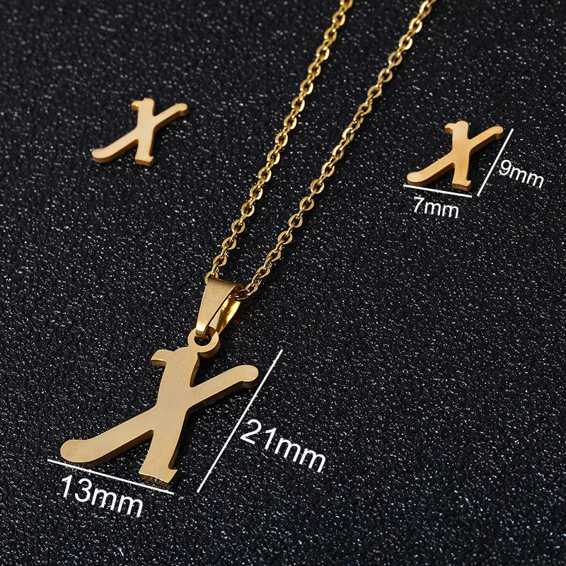 Stainless Steel Alphabet Necklace, 26 Initial Letters A–Z