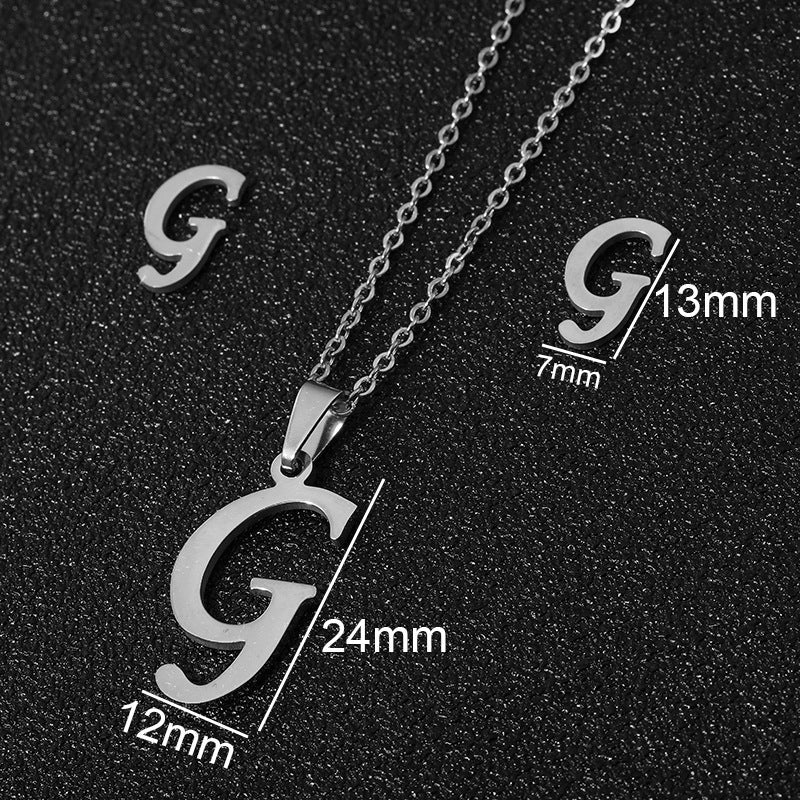 Stainless Steel Alphabet Necklace, 26 Initial Letters A–Z