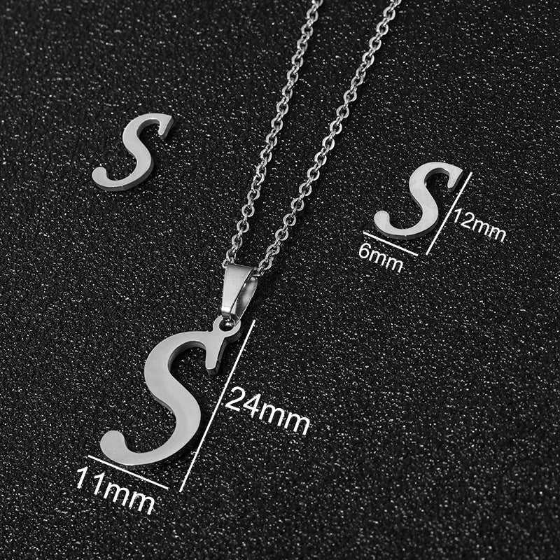 Stainless Steel Alphabet Necklace, 26 Initial Letters A–Z