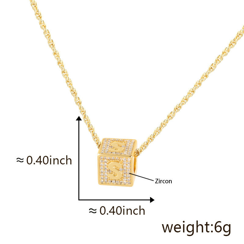 Cube 26 A-Z English Letter Pendant Necklaces