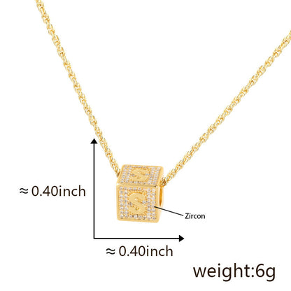 Cube 26 A-Z English Letter Pendant Necklaces