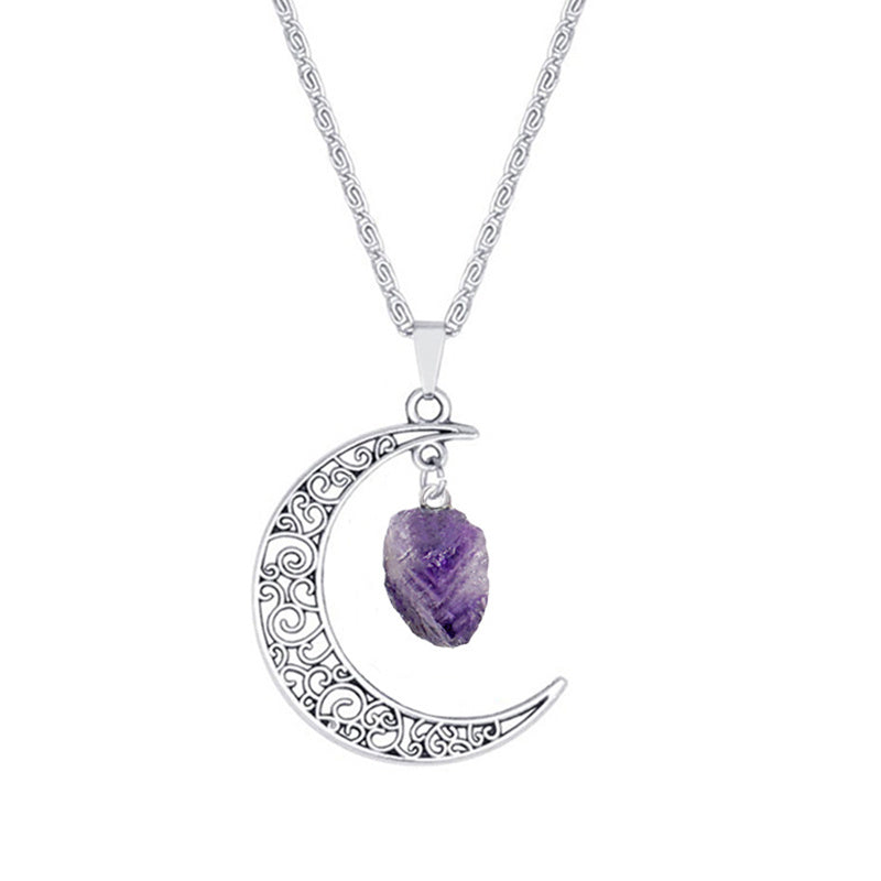 Vintage Purple Moon Necklace