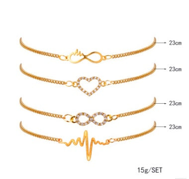 Crystal Wedding Bracelet Sets 4Pcs
