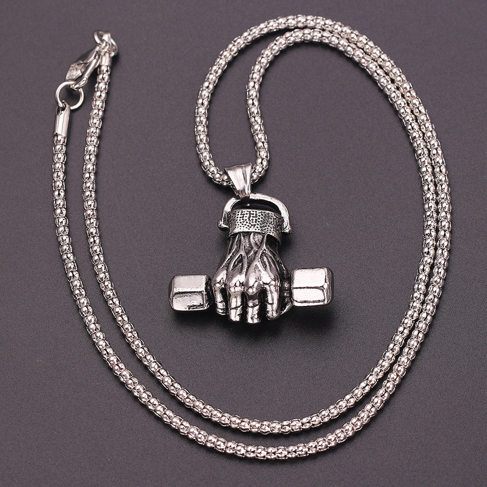 Gym Dumbbell Pendant Necklace