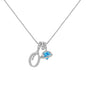 A-Z Alphabet Elegant Blue Heart Necklace with Zircons