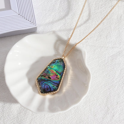Abalone Shell Faceted Resin Necklace