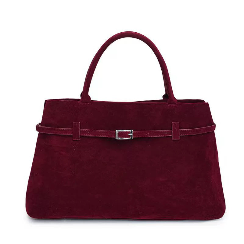 Solid Faux Suede Handbag
