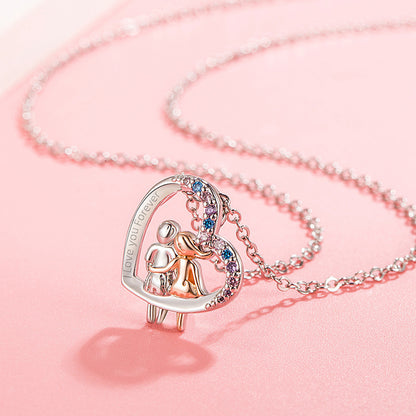Love Couple Necklace with Colorful Rhinestones