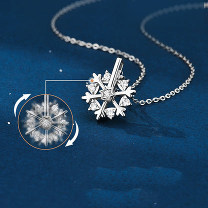 Rotatable Spinning Snowflake Pendant Necklace