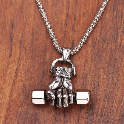 Gym Dumbbell Pendant Necklace