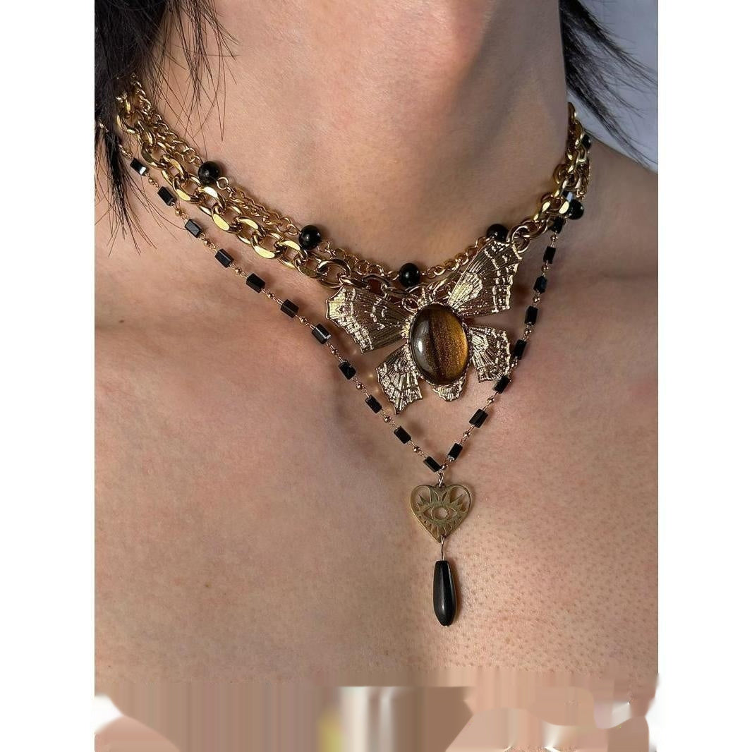 Butterfly Titanium Twin Clavicle Chain Necklace