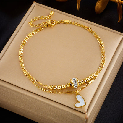 Love Heart Double Layer Anklet