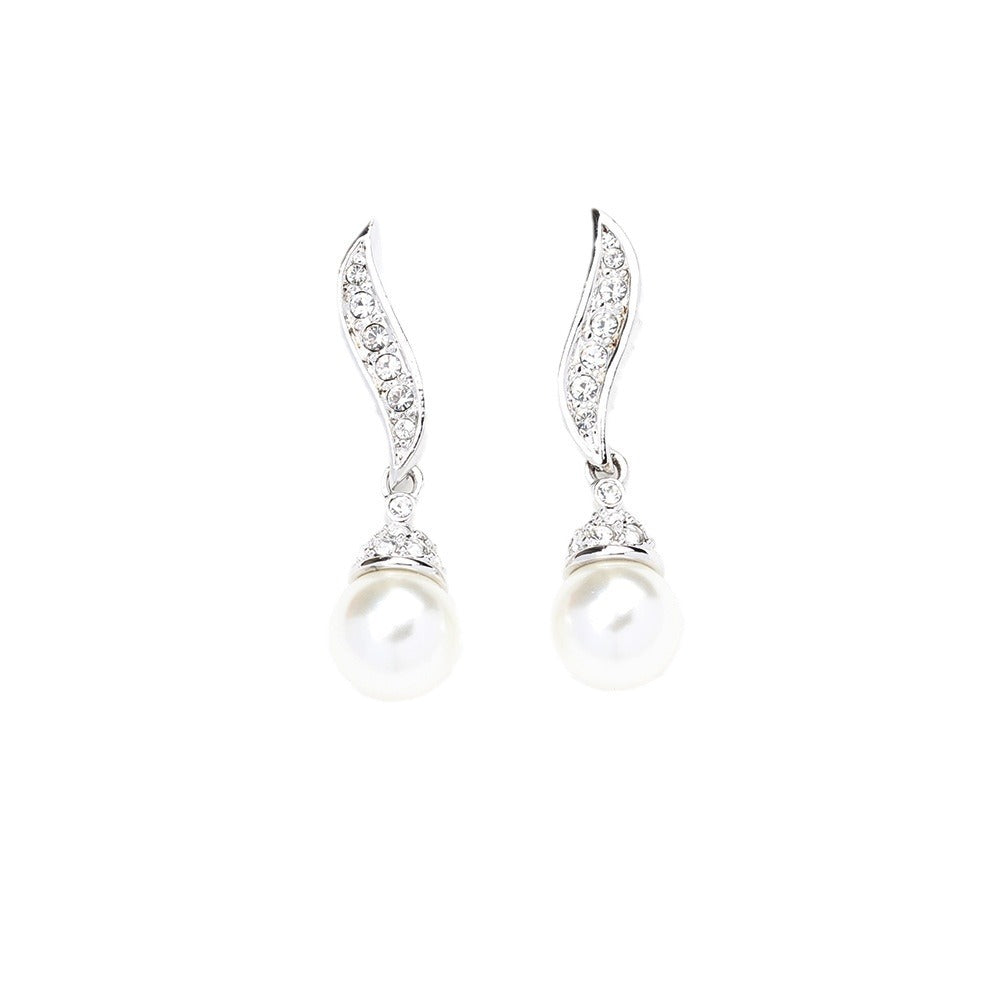 Classic Elegant Two-Tone Gold & Silver Artificial Pearl Earrings