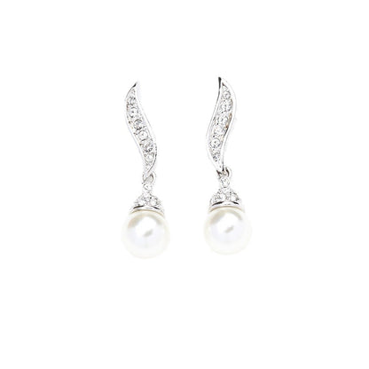 Classic Elegant Two-Tone Gold & Silver Artificial Pearl Earrings