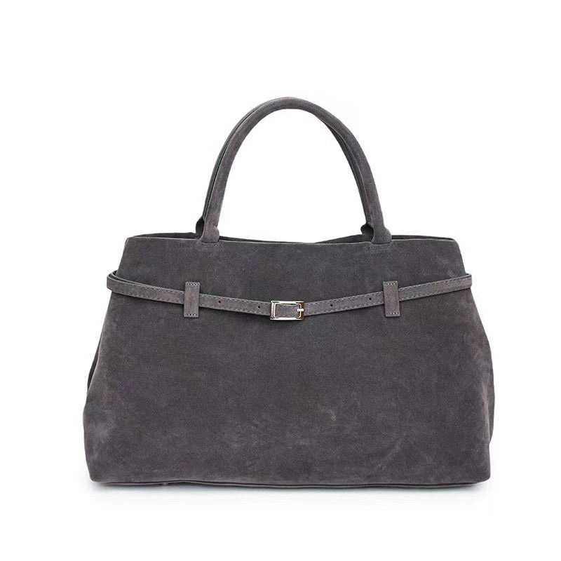 Solid Faux Suede Handbag