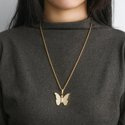 Butterfly Diamond Gold-Plated Necklace