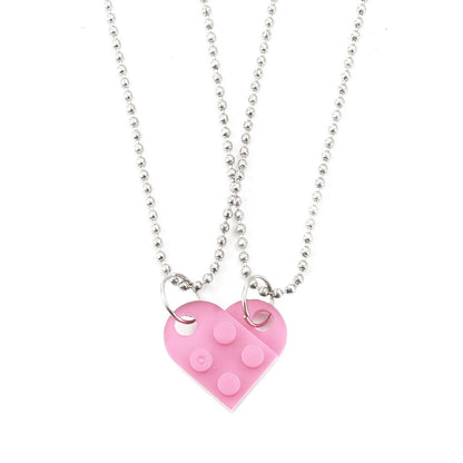 Lego Gift Heart Necklace, 2pcs Set