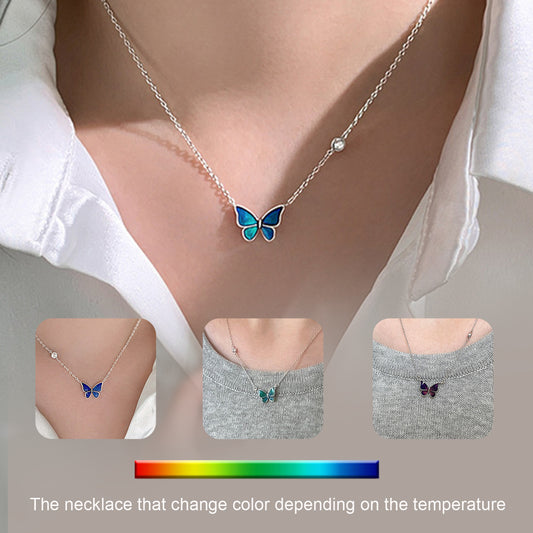 Colour Changing Butterfly Necklace Silver