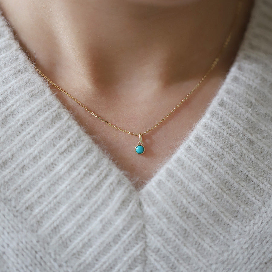 Women’s Simple Fashion S925 Sterling Silver Turquoise Necklace