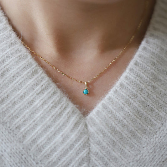 Women’s Simple Fashion S925 Sterling Silver Turquoise Necklace
