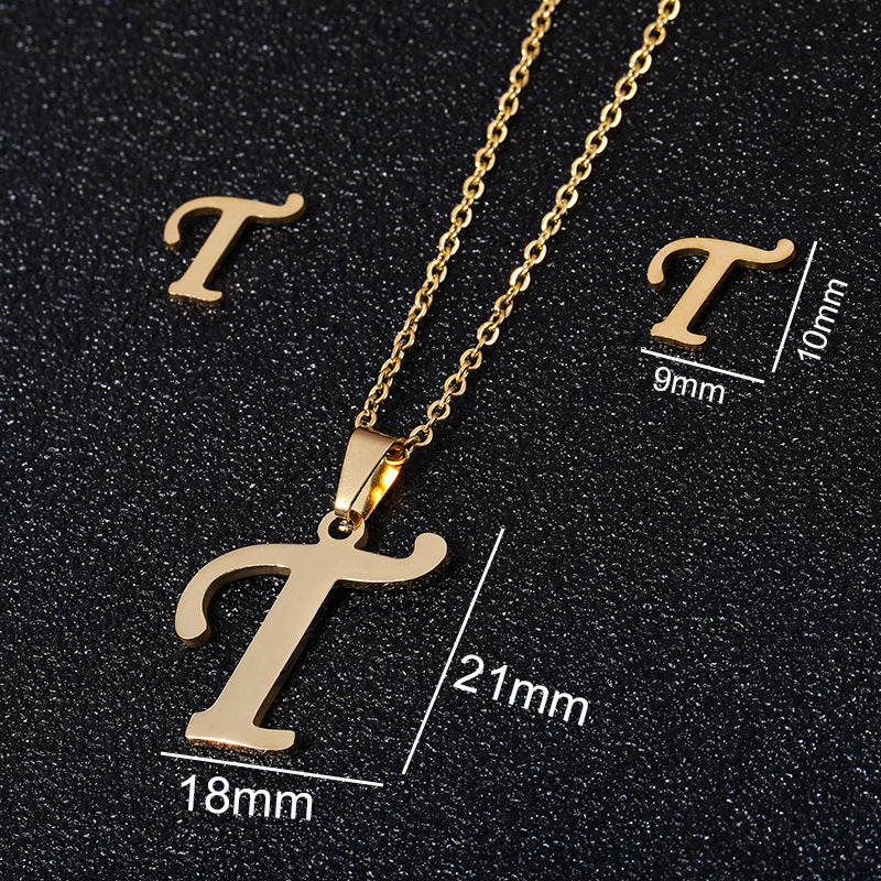 Stainless Steel Alphabet Necklace, 26 Initial Letters A–Z