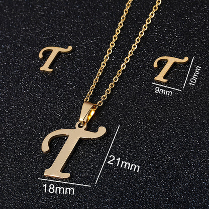 Stainless Steel Alphabet Necklace, 26 Initial Letters A–Z