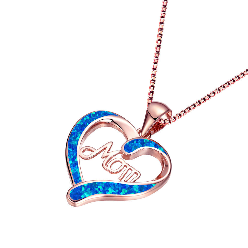 Heart Shaped MOM Letter Pendant Necklace