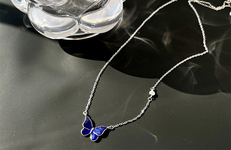 Colour Changing Butterfly Necklace Silver