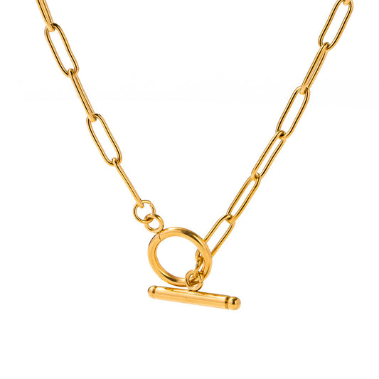 Gold Geometric Stainless Steel OT Chain Necklace