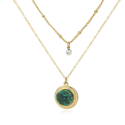 Natural Stone Pendant Layered Necklace